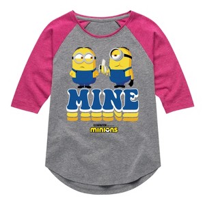 Girls' - Despicable Me Minions - Mine Mine Mine Shirt Tail Raglan Graphic T-shirt - 1 of 4
