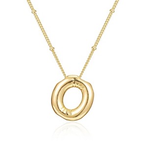 Bubble Letter Initial Necklace for Women, 14K Gold Plated Personalized Birthday Gift - 1 of 4