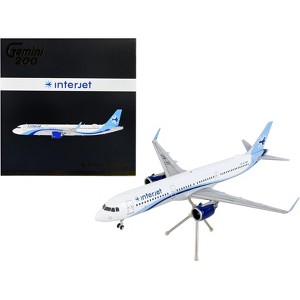 Airbus A321neo Commercial Aircraft "Interjet" White w/Blue Stripes "Gemini 200" 1/200 Diecast Model Airplane by GeminiJets - 1 of 3