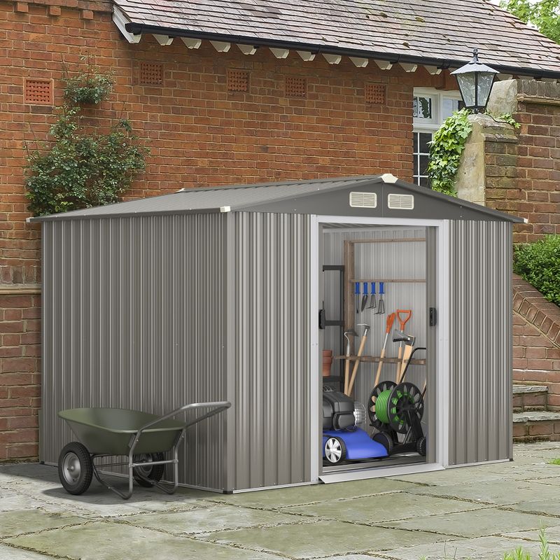 Costway 8'x6' Outdoor Storage Shed Galvanized Steel Tool House Organizer for Garden Yard, 5 of 11