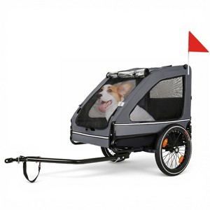 VASIP Pet Bike Trailer for Small & Medium Dogs,Easy-Fold Frame & Quick-Release Wheels,Non-Slip Floor with Safety Leash，Orange - 1 of 4