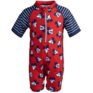 Disney Mickey Mouse Toy Story Baby Zip Up Swim Sunsuit Newborn to Infant - 1 of 4
