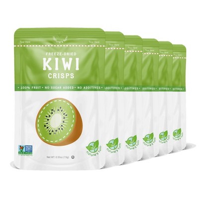 Nature's Turn Freeze-Dried Fruit Snacks - Sour Kiwi Crisps -  No Sugar Added, Non GMO, Gluten Free, Nothing Artificial - 15g (.53oz) - 6-PACK