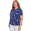 Alfred Dunner Women's Star Studded Tee , Navy , Size 1X - 3 of 4