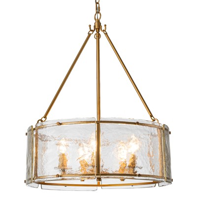 LLHZSY 20 1/2" Modern Ceiling Chandelier With Water Ripple Glass 5-Lights Fixture for Kitchen Island Dining Room Living Room-Gold