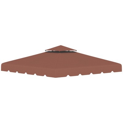 Coffee Polyester Double Roof Gazebo Replacement Canopy Top Cover