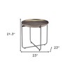 HomeRoots 21" Bronze and Gray Steel Round Cross Legs End Table - 3 of 4