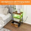 Brown Nightstand with Charging Station and Dimmable LED Lights,Night Stand with USB Ports & Outlets, 3-Tier Storage End Table, Bedside Tables for Bed - 4 of 4
