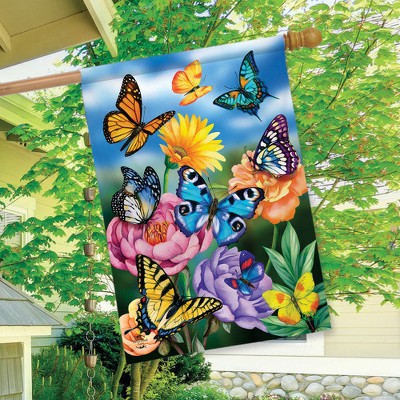 Briarwood Lane Hausflagge 'Butterfly Trio' – 102x71 Cm, Jute, Doppelseitig Bedruckt, Für Garten & Haus
