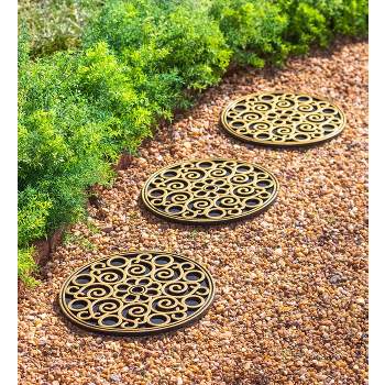 Recycled Rubber Floral or Scroll Stepping Stones, Set of 3