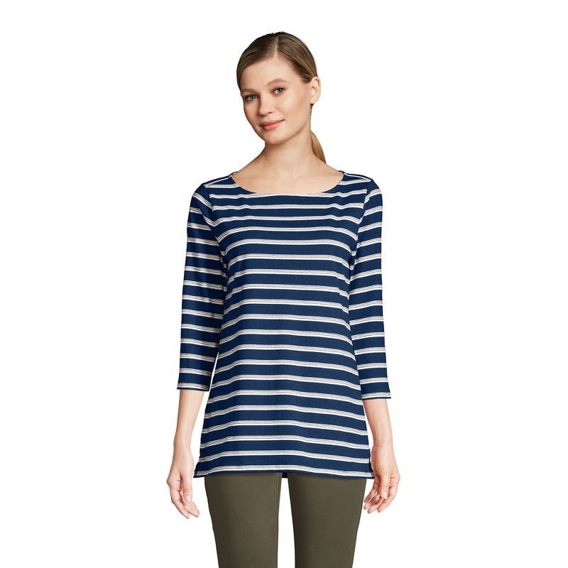 Lands' End Women's 3/4 Sleeve Heritage Jersey Boatneck Tunic, 1 of 3