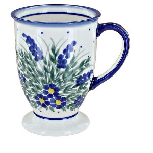Blue Rose Polish Pottery 14C WR Unikat Pedestal Mug - 1 of 2