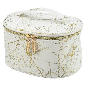 Unique Bargains Makeup Bag Cosmetic Travel Bag Make Up Brush Organizer Bag Marble Makeup Storage Toiletry Bag for Women 8"x6"x5" 1 Pcs - 1 of 4