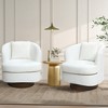 LuxenHome Upholstered White Club Swivel Chair with Dark Brown Base - 4 of 4