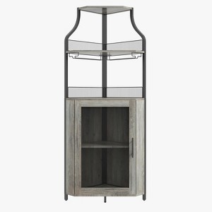 Corner Wine Rack, with Detachable Wine Rack, Bar Cabinet with Glass Holder, Small Sideboard and Buffet Cabinet with Mesh Door - 1 of 4