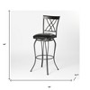 HomeRoots Set of Two 30" Black Faux Leather and Iron Bar Height Swivel Bar Chairs - 3 of 4