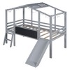 CAVINAS Twin Size Solid Wood  Loft Bed with Slide & LED & Blackboard,House Bed Frame for Kids Room,Bedroom - 3 of 4