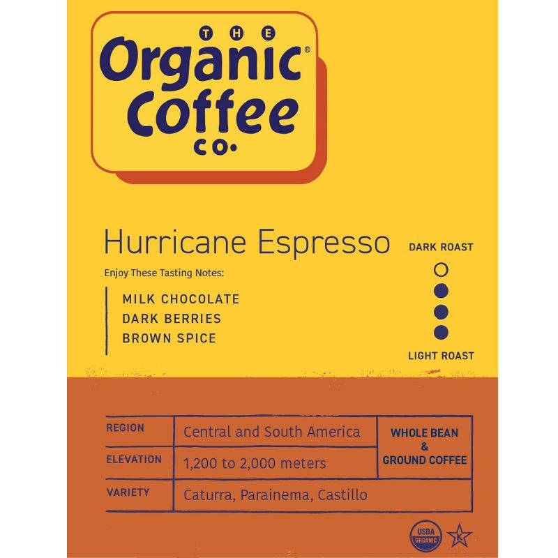 Organic Coffee Co., Hurricane Espresso, 2lb (32oz) Whole Bean Coffee, 3 of 6