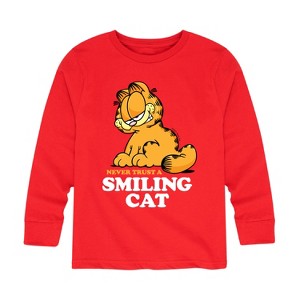 Boys' - Garfield - Never Trust Smiling Cat Long Sleeve Graphic T-Shirt - 1 of 4