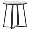 FURNIinspire End Tables Faux Marble Matte End Table Night Stand Round Side Table Living Room Sofa Table for Home Office, White, 23"*23"*24" - 2 of 4