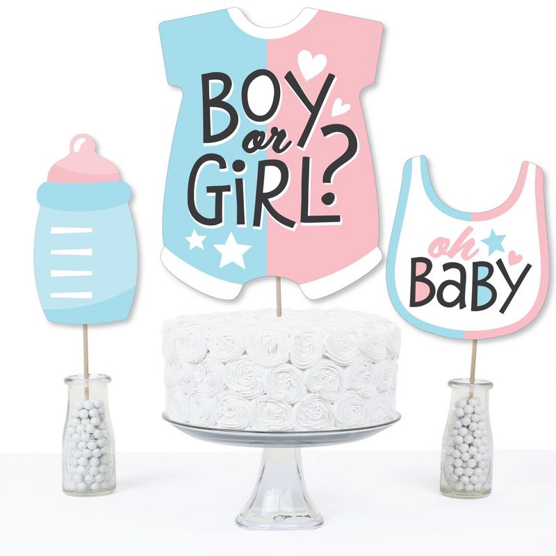 Big Dot of Happiness Baby Gender Reveal - Team Boy or Girl Party Centerpiece Sticks - Table Toppers - Set of 15, 3 of 8