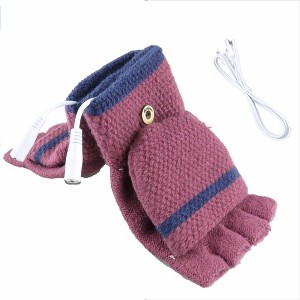 HTUTWOO USB Heated Gloves, Knitted Half-Finger Flip Gloves, Winter Warm Gloves for Study and Daily Work, Perfect for Women - 1 of 4