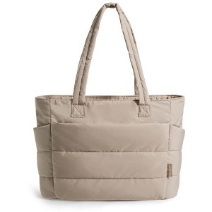 Tote Bag for Women, Lightweight Puffy Tote Bag with Compartments Shoulder Bag Handbag - 1 of 4