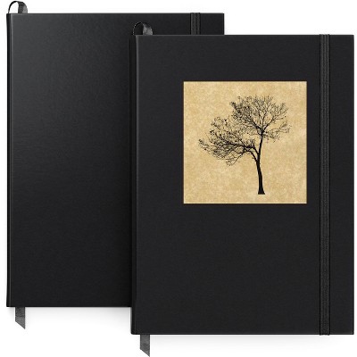Arteza Sketch Journals, Tree design and Solid black, 6" X 8" - 2 Pack (ARTZ-4484)