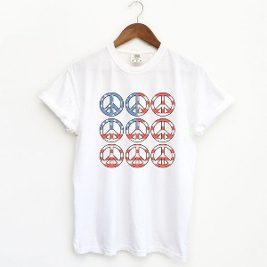 Simply Sage Market Women's Peace Signs Flag Short Sleeve Garment Dyed Tee - 1 of 3