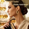 Hoop Earrings for Women, 18K Gold Plated Hoops Earrings, Comfort Hollow Tube Hoops with Secure Push Lock, Chunky and Sleek Gold Hoops Large Earrings - 3 of 4