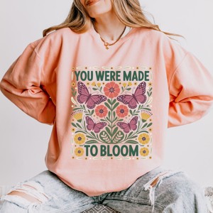 Simply Sage Market You Were Made To Bloom Lightweight Garment Dyed Sweatshirt - 1 of 4