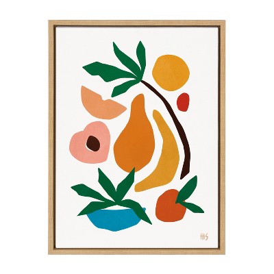Fruit Fiesta Abstract Tropical Canvas Print with Natural Frame, 18x24