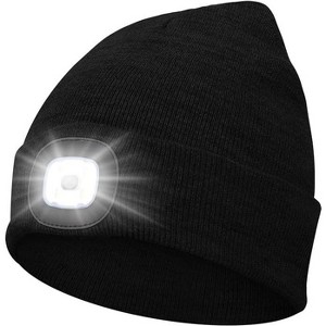 Link Beanie Hat with Built In LED Headlamp Rechargeable Adult Unisex Makes A Great Gift - Black - 1 of 4