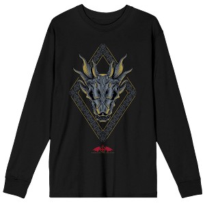 House of the Dragon Blue Dragon Head Men's Black Long Sleeve Shirt - 1 of 3