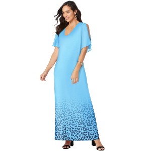Jessica London Women's Plus Size Stretch Knit Cold Shoulder Maxi Dress - 1 of 4