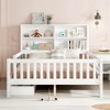 KWPZQEB Platform Bed with Chalkboard, Montessori Floor Bed with Safety Guardrails & 2 Drawers, Low Bed with Open Shelves for Girls and Boys - 2 of 4