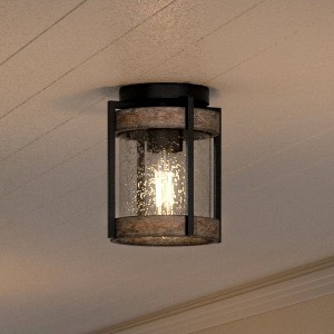 Urban Ambiance Luxury Farmhouse Outdoor Ceiling Light 8''H x 7.375''W,  Midnight Black Finish,  Newark Collection, UHP1352 - 1 of 4