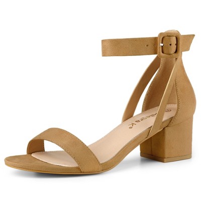 Allegra K Women's Open Toe Adjustable Ankle Strap Block Low Heel Sandals