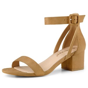 Allegra K Women's Open Toe Adjustable Ankle Strap Block Low Heel Sandals - 1 of 4