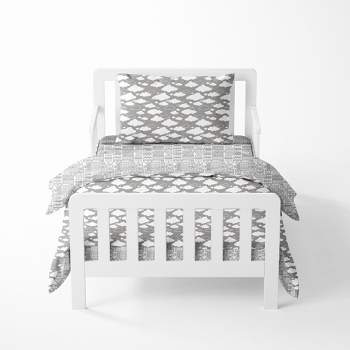 Bacati - Clouds in the City White/Gray 4 pc Toddler Bedding Set