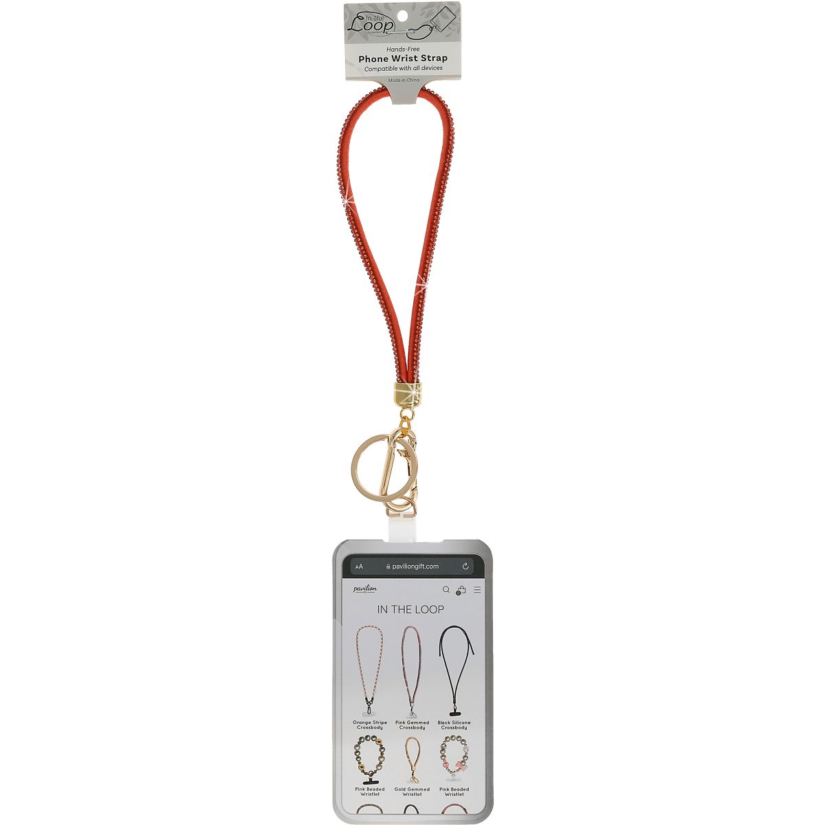 Pavilion Gift Company - Orange Wristlet - Soft Gemmed Phone Wrist Strap - Cell Phone Accessories - thumbnail 8