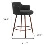 HomeRoots Set of Two 26" Black and Walnut Faux Shearling and Steel Counter Height Swivel Bar Chairs - 3 of 4