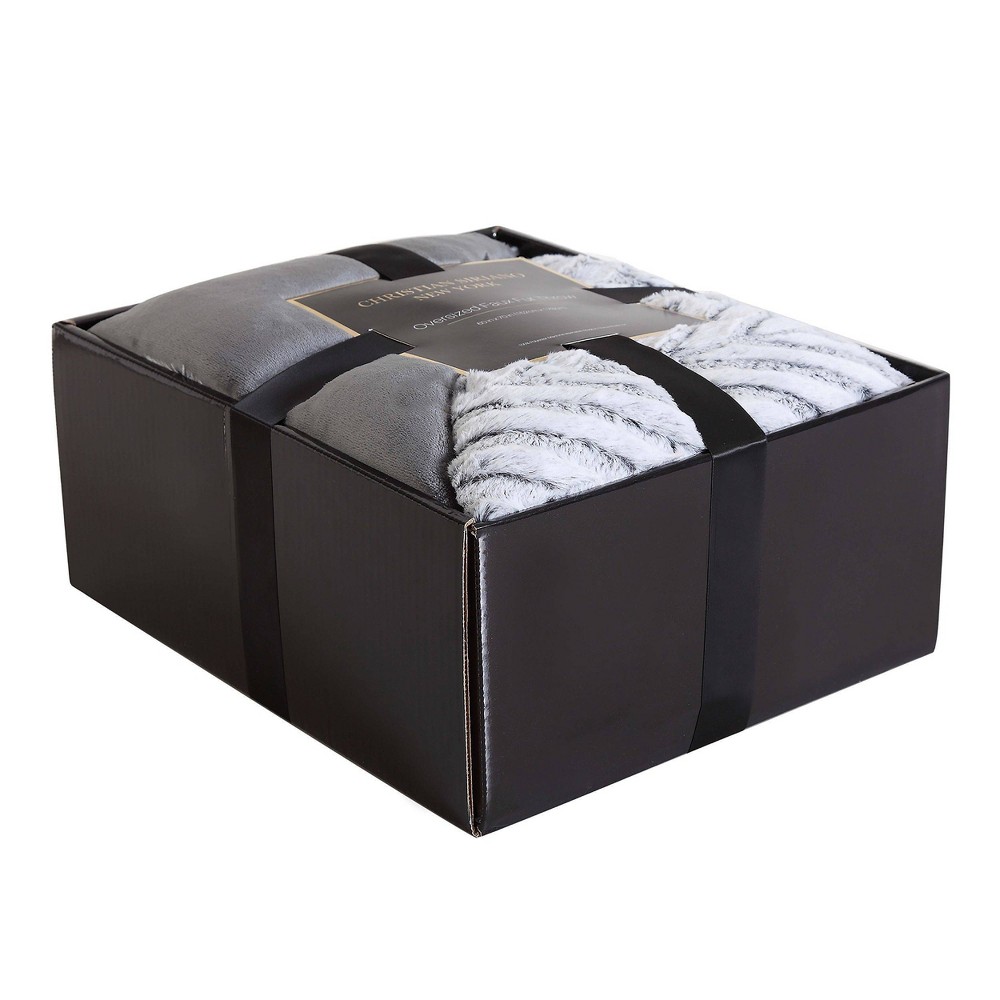 UPC 783048000408 product image for Gift Boxed Reversible Throw Blanket Gray Chevron - Christian Siriano | upcitemdb.com