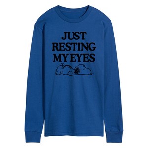 Men's - Peanuts - Resting My Eyes Snoopy Long Sleeve Graphic T-Shirt - 1 of 4