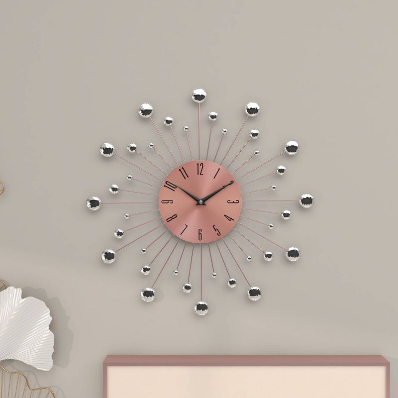 15"x15" Metal Starburst Wall Clock with Crystal Accents - Olivia & May, 4 of 16
