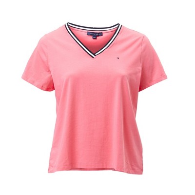 Tommy Hilfiger Womens Contrast Trim Basic T-Shirt