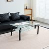 39.1" Glass Rectangle Coffee Table with Double Layer Storage, Modern Side and Center Table for Living Room with Metal Legs - 3 of 4
