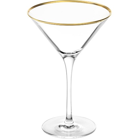 8oz 6pk Glass Martini With Gold Rim Drinkware Set - Stolzle