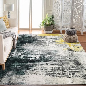Boho Area Rug 2' x 6' Gray, Washable Bedroom Rug with Non-Slip Backing, Low Pile Floral Carpet Runner for Bedroom, Entryway, Living Room Decor - 1 of 4