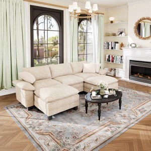 Captiva Designs Modular Sectional Sofa, 123.6" U-Shaped 5-Seater with 2 Ottomans, - 1 of 4